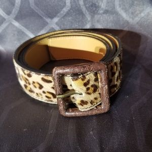Genuine leather leopard print belt